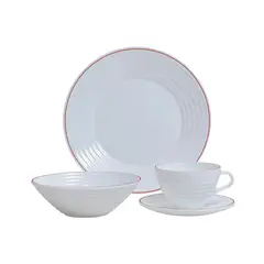 HOME ELEMENTS - Vajilla Ondas Borde Rojo HOME ELEMETS