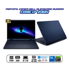 DELL - PORTATIL GAMER ALIENWARE AURORA 16 INTEL CORE 7 240H - RTX 5060 8GB - 16" WQXGA - RAM 24GB SSD 512GB