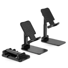 INNOVA - Soporte Ajustable Para Celular Y Tablet - Base Plegable Resistente Negro
