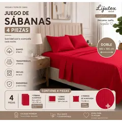 GENERICO - Juego de Sábanas Sensación Algodón 200 Hilos Unicolor 140×190×30 cm