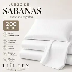 GENERICO - Juego de Sábanas Sensación Algodón 200 Hilos Unicolor 140×190×30 cm