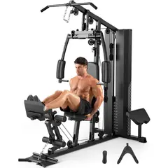 GYM FACTORY FITNESS - Multigimnasio TITAN GF6001 72 Kg, Cubierta Pesas, Prensa Piernas, Predicador, Accesorios