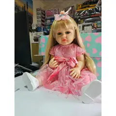 GENERICO - Muñeca Realista 52 CM Pelo Largo Accesorios Interactua Juguete para Niñas Cabello mono