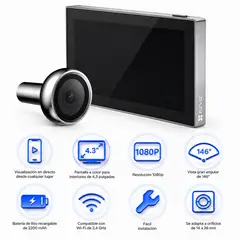 EZVIZ - Mirilla Digital WiFi HP2 1080P con Pantalla 4.3 y Vista Remota por App