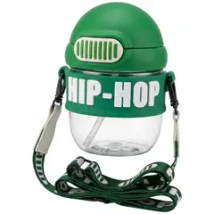 GENERICO - Botilito Infantil Hip Hop Con Pitillo Y Correa Botella Agua Escolar Antiderrame