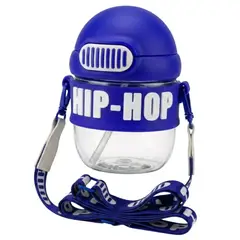 GENERICO - Botilito Infantil Hip Hop Con Pitillo Y Correa Botella Agua Escolar Antiderrame