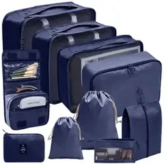 GENERICO - Set Organizador Viaje 11 Piezas Kit Almacenamiento Equipaje - Azul Oscuro