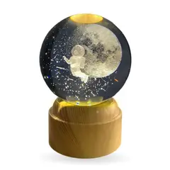 INNOVA - Lámpara Esfera Giratoria Cristal Grande Astronauta Luz Nocturna Led