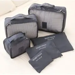 GENERICO - Set Organizador Viaje 6 Piezas Kit Almacenamiento Equipaje - Gris