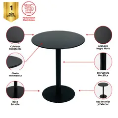 MUEBLESYA - MESA METALICA REDONDA PALERMO NEGRO
