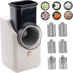 GENERICO - Rallador Eléctrico Multifuncional Con 3 Cuchillas Intercambiables