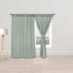 GENERICO - Cortina Black Out Botones Verde 270X220