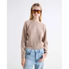 SEVEN SEVEN - Saco Tejido Cuello Redondo Para Mujer Café