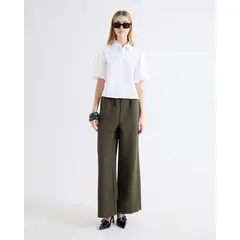 SEVEN SEVEN - Pantalón Palazzo Bolsillos Diagonales Para Mujer Verde