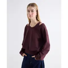 SEVEN SEVEN - Buzo Tejido Escote Bandeja Para Mujer Vino