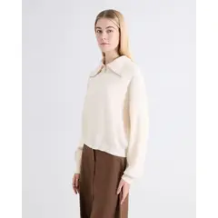 SEVEN SEVEN - Saco Cuello Alto Half Zipper Para Mujer Beige