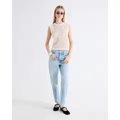 SEVEN SEVEN - Jean Mom Ruedo Desflecado Para Mujer Azul