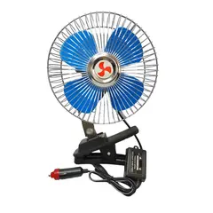 GENERICO - Ventilador de Auto 12 Voltios Oscilante Portatil con Pinza Rejilla Metalica Silencioso