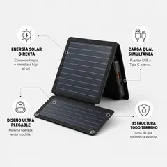 GENERICO - Cargador Celular Solar Portátil 25W Plegable USB Tipo C