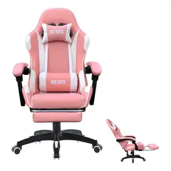 GENERICO - Silla Gamer y Oficina Apoya pies Reclinable TriMAx Pc Azul rojo negro, rosa blanco