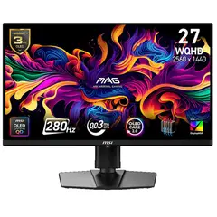 MSI - Monitor MAG 271QP QD-OLED X28 de 27 2K a 280Hz 0.03ms USB-C G-Sync Pivoteable Calidad Premiun