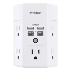 GENERICO - Multitoma One Beat 9 En 1 Blanco Usb Tipo A Y C