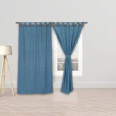 GENERICO - Cortina Blackout 80% Anti Luz, 2 Paños 140x220 Textura Gruesa AZUL