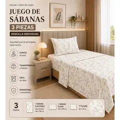 GENERICO - Juego de Sábanas Sencillas Twin 100x190 Algodón Suaves y duraderas