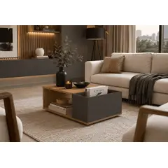 INVAL - Mesa de Centro Soren 70 cm Amaretto/Plomo