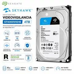 SEAGATE - Disco Duro 4TB SATA III Para Videovigilancia 247 Compatible Con NVR Y DVR