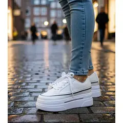 EVEGONZ - Tenis Blanco Plataforma de Mujer Calzado Urbano