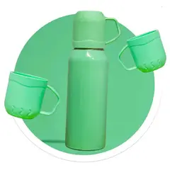 INNOVA - Termo De Acero Inoxidable 500ml Con 3 Tazas Verde