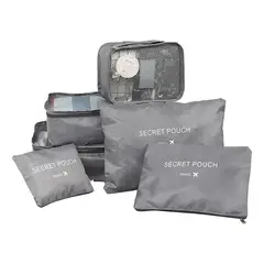 GENERICO - Set Organizador Viaje 6 Piezas Kit Almacenamiento Equipaje - Gris