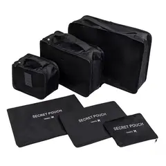 GENERICO - Set Organizador Viaje 6 Piezas Kit Almacenamiento Equipaje - Negro