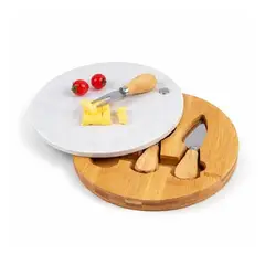 GENERICO - Tabla para Quesos y Aperitivos con Base Giratoria de Bambú