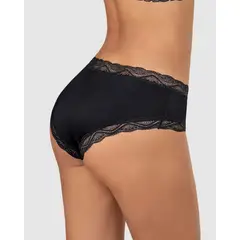 LEONISA - Panty hípster tiro medio tela lisa y encaje 092044