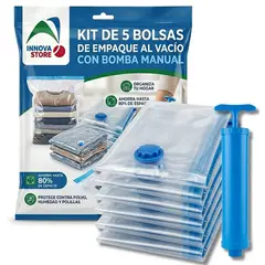 INNOVA - Kit Bolsas Aspiradora 5 Bolsas Ropa Viaje 70x50cm Y Bomba