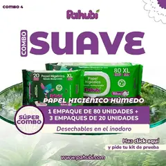 GENERICO - Papel Higiénico Húmedo Biodegradables PAHUBI combo Suave