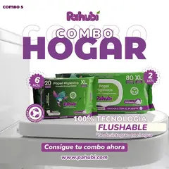 GENERICO - Papel Higiénico Húmedo Biodegradables PAHUBI combo Hogar