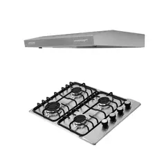 CHALLENGER - Combo Estufa 4 Puestos Acero Inox + Campana Horizontal Inox 60cm