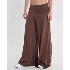 ATMOS - Pantalón Pretina Doblada Amplio Algodón para Mujer Deportiva Color Café Marca