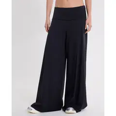 ATMOS - Pantalón Pretina Doblada Amplio Algodón para Mujer Deportiva Color Negro Marca