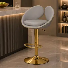 MOBLIHOUSE - Silla Bar Luxury York Dorada Tapizada Diseño Moderno y Elegante Para Cocina y Barra