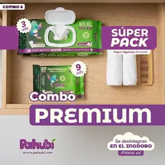 GENERICO - Papel Higiénico Húmedo Biodegradables PAHUBI combo Premium