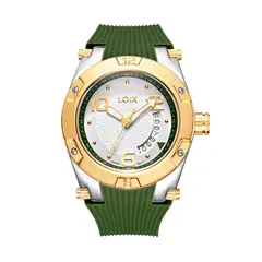 LOIX - Reloj Dama Original Silicona Verde Calendario Cuarzo Precision Resistente Cristal Mineral L1103-6