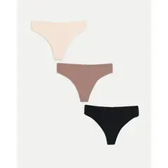 ATMOS - Pack 3 Tanga Invisible Básica X3 Para Mujer Beige