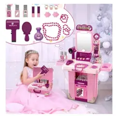 GENERICO - Maleta Tocador Infantil 2 en 1 con 31 Piezas Luces Sonido Espejo y Accesorios de Belleza