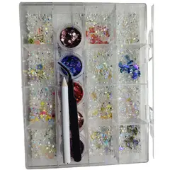 GENERICO - Kit Decoración Para Uñas Nail Art Cristales Glitter Accesori Multicolor