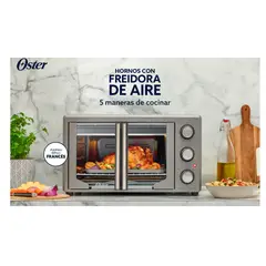 OSTER - Horno Oster, con Tostador de 42 L de Capacidad, Color Gris, Puerta Francesa Manual