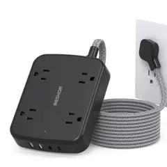 INNOVA - Regleta 8 En 1 Con USB C Enchufe Plano 1.5m Proteccion Sobretensiones